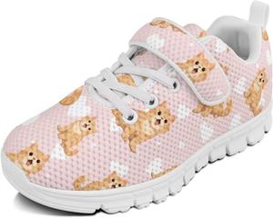 Кроссовки с животным принтом для мальчиков и девочек, обувь для ходьбы, модный дизайн, с одной пряжкой, теннисные кроссовки, дышащие, легкие, идеальные для детей Watdotory, оранжевый