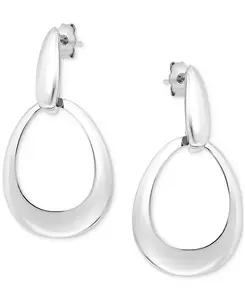 Овальные серьги-подвески в виде дверного молотка из стерлингового серебра или 18-каратного позолоченного стерлингового серебра, эксклюзивно в Macy's Giani Bernini, silver