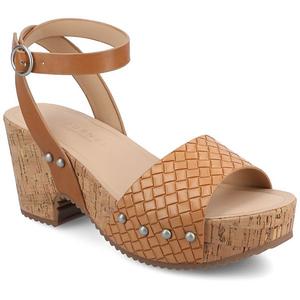 Женские босоножки Vanessa на платформе с ремешком на щиколотке Journee, Tan Woven