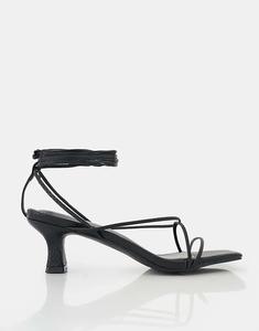 Туфли Public Desire Shibuya с квадратным носком и низким каблуком, со шнуровкой, с текстурой змеи, черного цвета