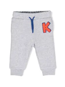 Леггинсы с кулиской и вышитым логотипом Kenzo Kids, серый