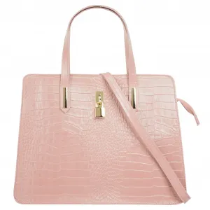 Сумка с ручкой Cluty, натуральная кожа, производство Италия, розовый