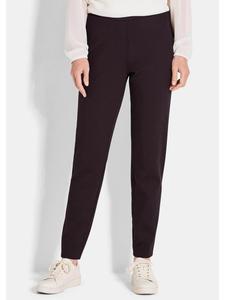 Узкие трикотажные брюки BELLA с эластичным поясом в баклажановом цвете GOLDNER