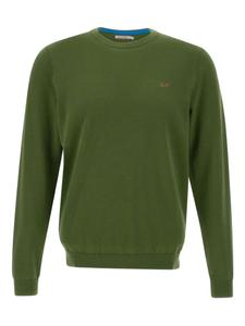 Хлопковый джемпер с круглым вырезом Sun68, зеленый