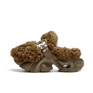XMZY Металлические противоскользящие тапочки с защитным мыском для женщин - коричневые (версия с овчинной подкладкой), цвет Brown (Sheepskin Lining Version)
