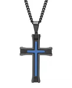 Мужское ожерелье с подвеской в виде многоярусного креста Macy'S, black