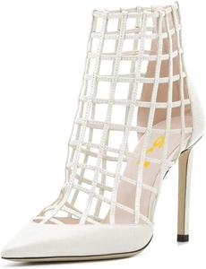 Женские ботильоны FSJ с вырезами и ремешками, заостренный носок, высокий каблук-стилет, туфли для вечеринки, размеры США 4-15, White