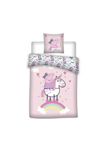 Детский комплект постельного белья Peppa Pig – 1 пододеяльник 140x200 & 1 наволочка, розовый 140x200+65x65см