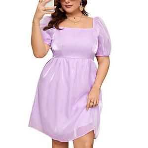 Платье-бэбидолл с квадратным вырезом и пышными рукавами из тюля и сетки, plus size Clearflower, Light Purple