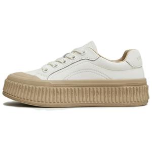 Тата Кеды для скейтборда женские белые, бежевые (подошва абрикосовая)