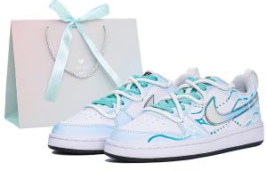 Court Borough с амортизацией, износостойкие низкие скейтерские кроссовки Kids' Nike, синий