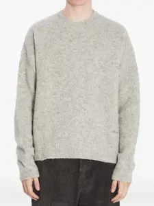 Ребристый свитер с круглым вырезом AMI Paris, серый