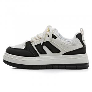 HUANQIU Износостойкие и легкие женские лоу-топ скейтборд кроссовки бело-черные, цвет White Black