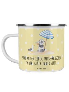 Кофейная кружка Летнее море счастья с надписью пастельно-желтого цвета Mr. & Mrs. Panda