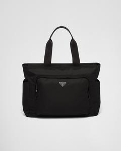 Сумка-шоппер из сафьяновой кожи и переработанного нейлона Prada, черный