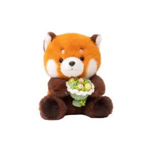 PUDOWRABBIT Очаровательная утонченная панда с букетом, плюшевая кукла белка, высота 20см