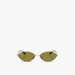 Солнцезащитные очки Ray-Ban Kai овальные с металлической оправой, золотой