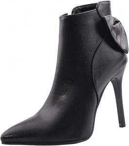 Женские модные ботильоны VOKLIN с бантом, шпилькой, высокими каблуками, зауженным носком и элегантной молнией, Black-Velvet Lined