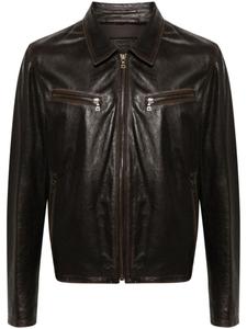 Prada кожаная куртка-рубашка, коричневый