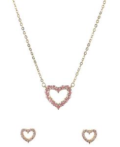 Подвеска в виде сердца с кубическим цирконием золотистого цвета и комплект из колье и сережек в тон Giani Bernini, Gold