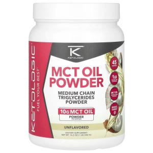 Масляный порошок MCT, без вкуса, 16,2 унции (454 г) Ketologic