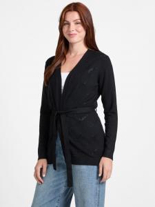 Кардиган с пайетками и логотипом Peggy Guess Factory, черный