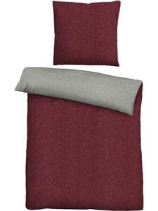 Двустороннее постельное белье, сотканное из цветной меланжевой фланели, темно-красного цвета. Biberna, 155 x 220 + 80 x 80 см