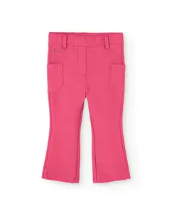 Брюки-клеш из саржи с эластичной талией для малыша Boboli, розово-красный
