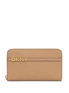 Кошелек на молнии с логотипом Dkny, коричневый