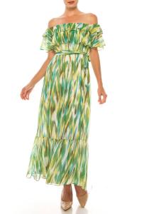 Multi Print Midi Dress In Soft White Avocado Donna Morgan