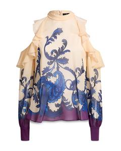 Шелковый топ с открытыми плечами Etro, белый