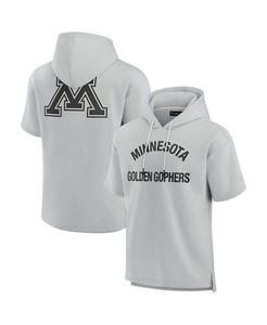 Мужской и женский серый пуловер с капюшоном Minnesota Golden Gophers из супермягкого флиса с короткими рукавами Fanatics Signature, серый