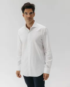 Мужская рубашка из однотонной ткани оксфорд с итальянским воротником El Pulpo, белый