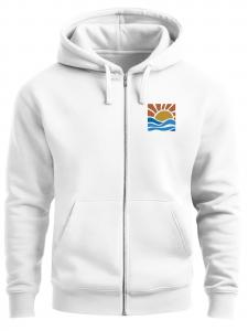 Neverless Толстовка с капюшоном на молнии 'Sun Wave Batch' в белом цвете