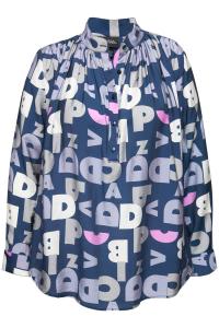 Блуза Ulla Popken, Marine Blue/Smoke Blue