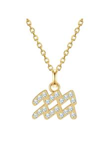 Glanzstücke München Колье со знаком зодиака Водолей из стерлингового серебра с цирконами в оправе из желтого золота