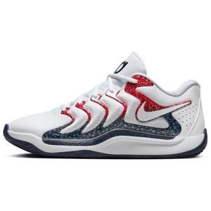 Баскетбольные кроссовки KD 17 мужские с низким верхом, цвет белый/черный обсидиан/университетский красный Nike