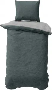 Комплект постельного белья 155x220 см, пододеяльник из джерси, хлопок, антрацит, светло-серый, меланж, 2 предмета Visaggio
