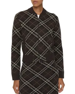 Куртка-Бомбер из шерсти и кашемира в клетку Burberry, коричневый