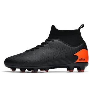 Антискользящие износостойкие футбольные бутсы Unisex Black ATAY, черные с длинными шипами