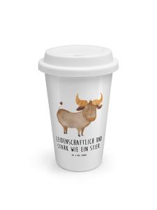 Mr. & Mrs. Panda Термокружка с изображением знака зодиака Телец и надписью белого цвета