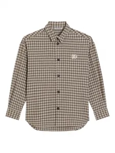 Рубашка в клетку с логотипом Dolce & Gabbana Kids, коричневый