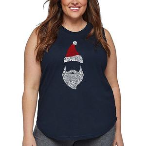 Женский топ plus size Word Art - Santa Claus La Pop Art, Navy