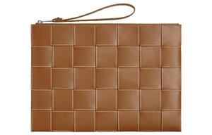 Bottega Veneta Кожаная сумка-клатч большая мужская кофейная