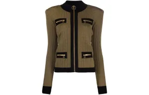 BALMAIN Куртка Women's Brown Stand Collar Moderate Others