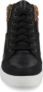 Женские кроссовки Journee Collection Clarity на клиновидной подошве с кружевами и застежкой-молнией, леопардовый принт/коричневый