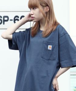 Футболка с коротким рукавом, большим нагрудным карманом и нашивкой с логотипом Carhartt, серо-голубой