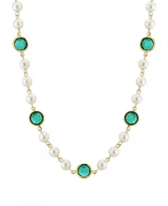 Золотисто-Имитационный жемчуг с темно-зелеными каналами, регулируемое ожерелье длиной 16 дюймов 2028, green