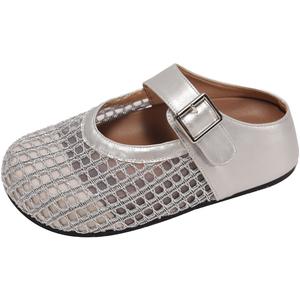 Резиновая подошва устойчивая к запахам, нескользящая, быстросохнущие закрытые тапочки women's Little Red Man, серебро