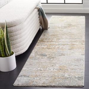 Ковер SAFAVIEH, 67 x 244 см, Adrianna Collection, Blue & Gold, современный абстрактный дизайн, не линяет и прост в уходе, идеален для помещений с высокой проходимостью в гостиной, спальне (ADN200N)